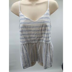 Vero Moda Blue White Striped Peplum Cami Top V-Neck Adjustable Straps Medium